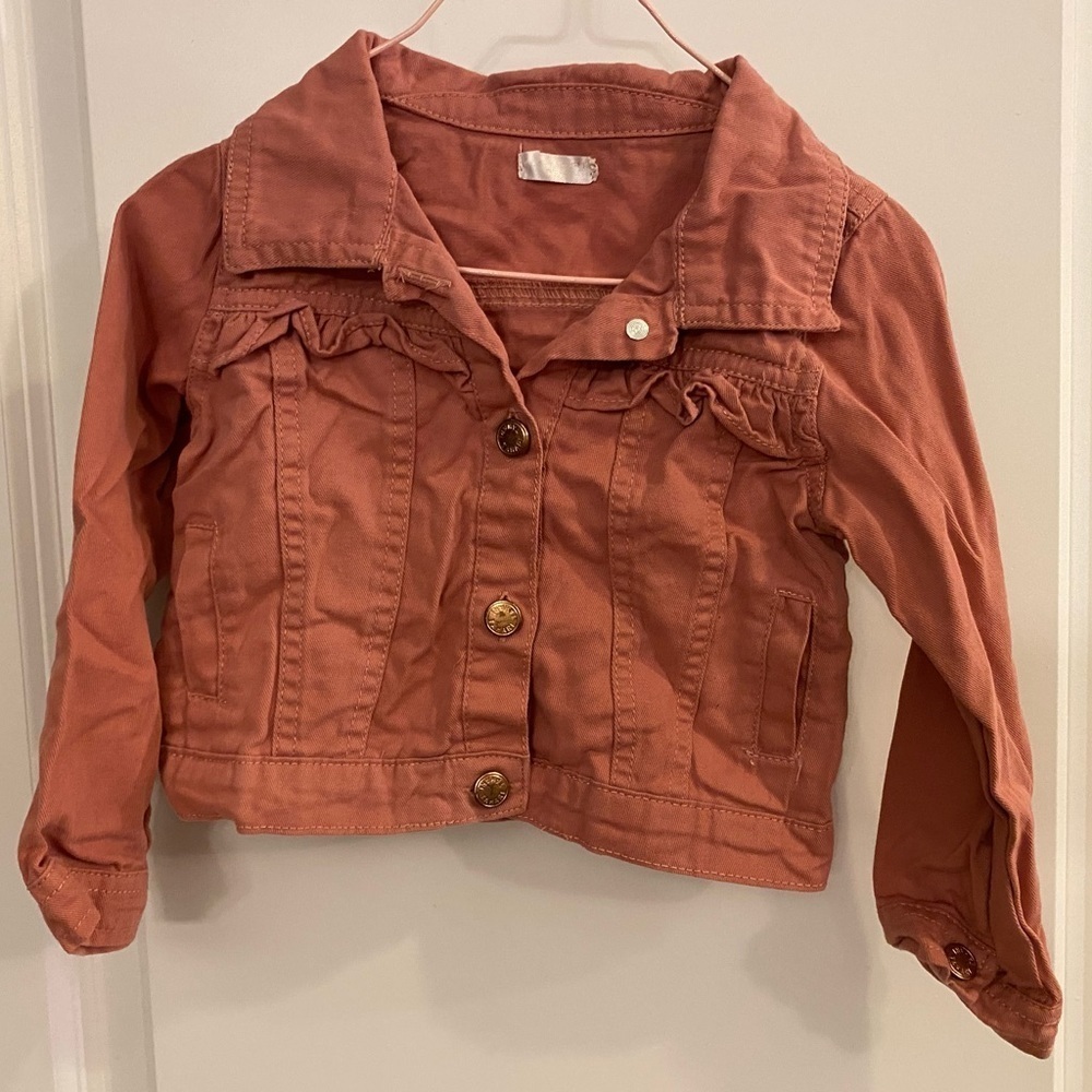 Tahari Jacket Size 4T Button Up W/Pockets Rose W/Rose Gold Accents